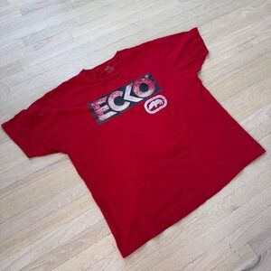 Ecko Unltd Mens Red Graphic T-Shirt Short Sleeve Distressed Logo Rhino Tee XL